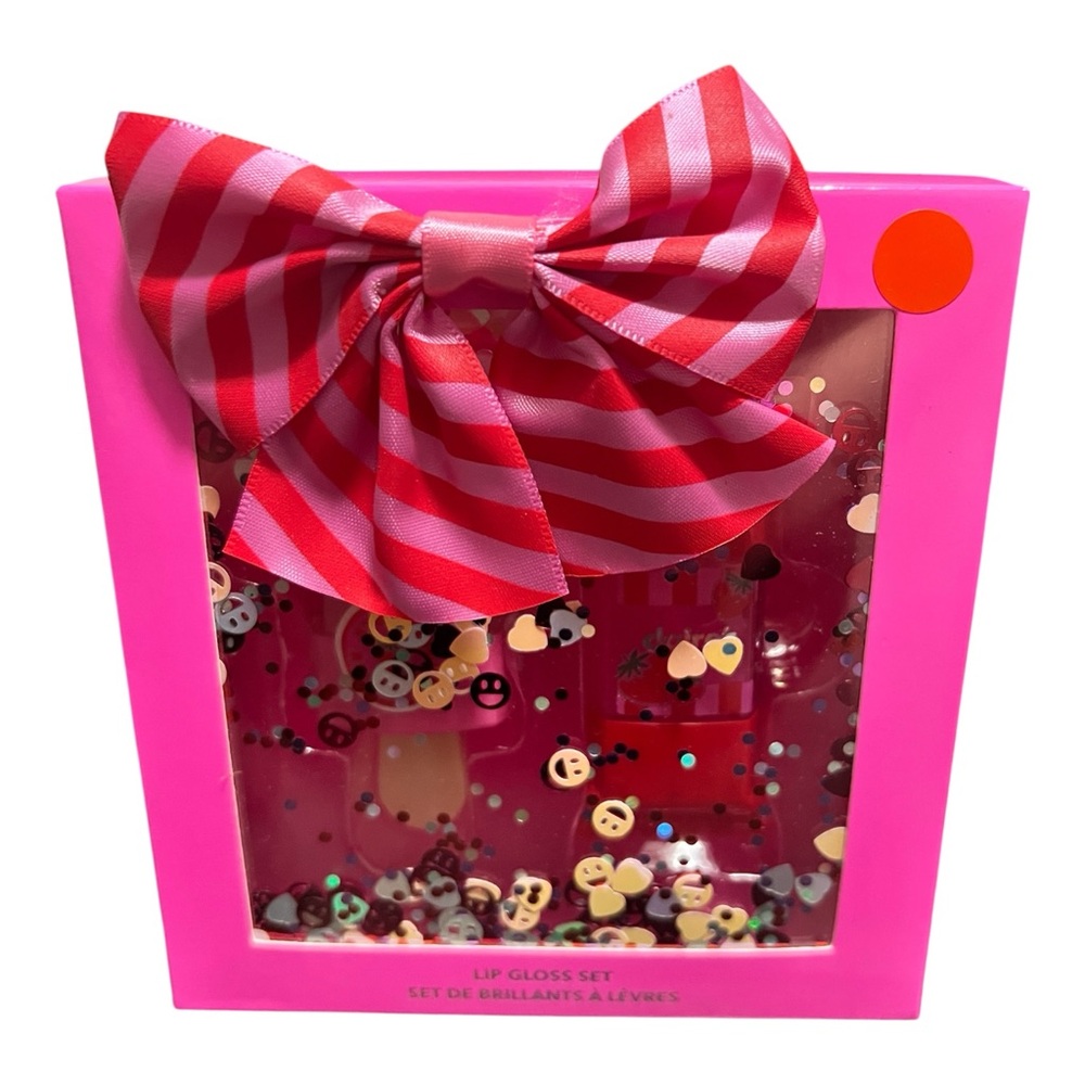 Girls Striped Bow Lip Gloss Gift Set